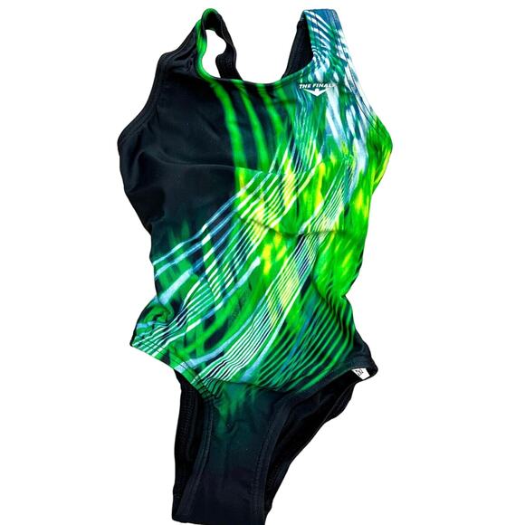 The Finals Girls Youth Assorted Super V-Back Curve Green Swimsuit Size 20 - Picture 1 of 6